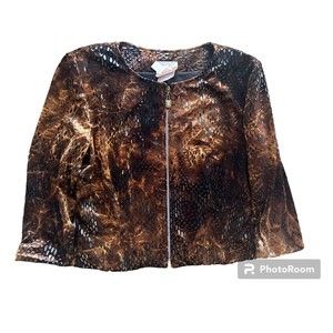 Vintage Joseph Ribkoff Jacket Snake Shimmer Zip Fashion Womens Size 8 Small